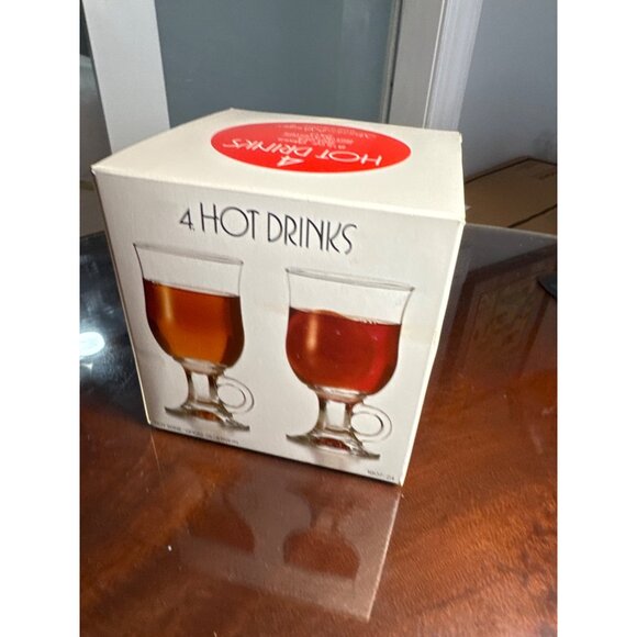 Set Of 4 Hot Drinks Glasses 8 1/8 Oz. Made In Belgium by Durobor           66-14 - Picture 1 of 7